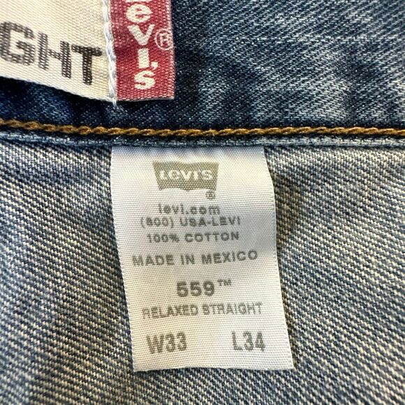 Levi’s 559 Jeans Mens 33 Relaxed Straight Denim sz W33 x L34 Blue - Picture 11 of 12